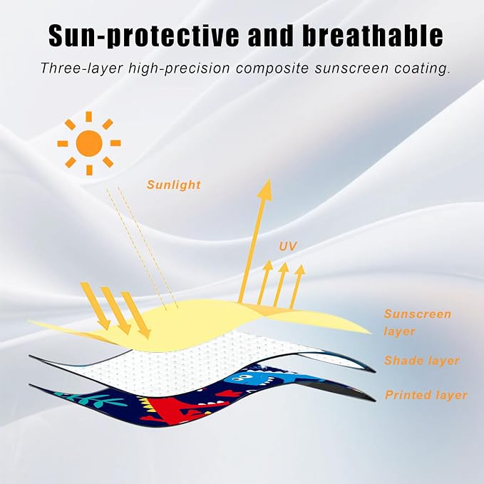 Car Window Shade for Baby, Car Sun Shade Curtain with Storage Pockets & Suction Cups, Cartoon Sun Blocker Blind for Side Windows, Blocks Heat, Privacy Cover for SUV Sedan (Cute Dino Pals) - Image 4