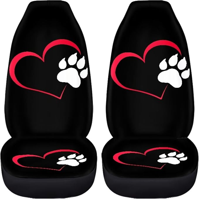 Dog Paw 2 Pcs Car Seat Covers Set Vehicle Front Seat Protector Auto Interior Accessories Protetors Car Mat Covers Universal fit Most Car SUV Van Truck - Image 3