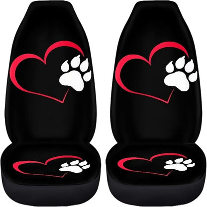 Dog Paw 2 Pcs Car Seat Covers Set Vehicle Front Seat Protector Auto Interior Accessories Protetors Car Mat Covers Universal fit Most Car SUV Van Truck - Image 3