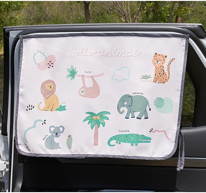 Magnetic Car Sun Shade Curtain for Side Window – Sun Blocker and UV Protector for Baby, Kids, and Pets – Universal Fit with Built-in Magnets for Steel-Framed Door (Animal Friends) - Image 3