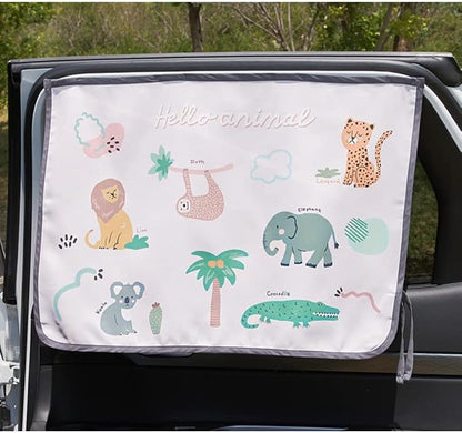 Magnetic Car Sun Shade Curtain for Side Window – Sun Blocker and UV Protector for Baby, Kids, and Pets – Universal Fit with Built-in Magnets for Steel-Framed Door (Animal Friends) - Image 3