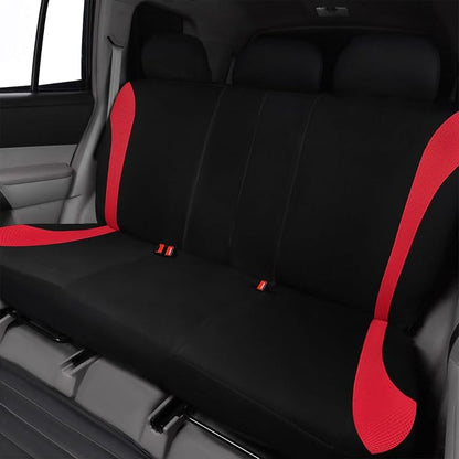 Flying Banner Car Seat Covers Front Seats and Rear Bench Mesh Fabric Rear Bench Split Polyester Cover Easy Installation SUV CAR Woman Lady Femal (Full Set, Black Red) - Image 9