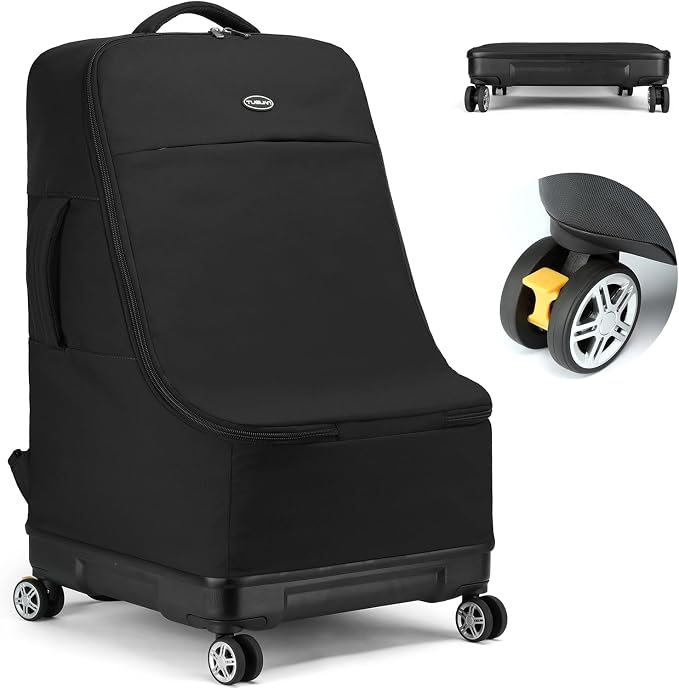 TUGUAN Travel Bag for Air Travel with Spinner Wheels, Infant Car Seat Bags with Hard Bottom, Padded Car Seat Backpack, Large Storage Bag for Airport Check, Black by TUGUANtravelgymbag