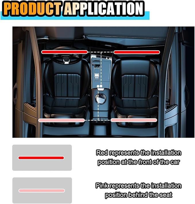 smilfuy Car LED Strip Light, Cigarette Lighter Car Interior Decorative Lamp | 12V Under Dash Ambient Night Light, 24 LEDs RGB Neon Interior Atmosphere Lights, LED Ambient Lights for Car SUV, Ice Blue - Image 5