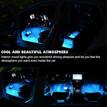 povtii Car LED Strip Light, 24 LED RGB Auto Under Dash Interior Atmosphere Lights, Cigarette Lighter Decorative Lamp Ambient Night Light, Universal Lighting Kit Car Accessories (Ice Blue) - Image 4