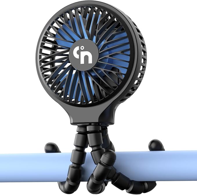 Portable Stroller Fan, USB or Rechargeable Battery Operated with 3 Speeds and 360°Rotate, Cooling Clip On for Baby Crib Travel Car Seat Black by HomeLifairy