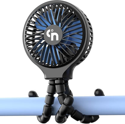 Portable Stroller Fan, USB or Rechargeable Battery Operated with 3 Speeds and 360°Rotate, Cooling Clip On for Baby Crib Travel Car Seat Black by HomeLifairy