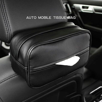 Car Tissue Holder, Travel Napkin Dispenser - PU Leather Fits Most Cars, SUVs, Trucks, and Vans - Image 2