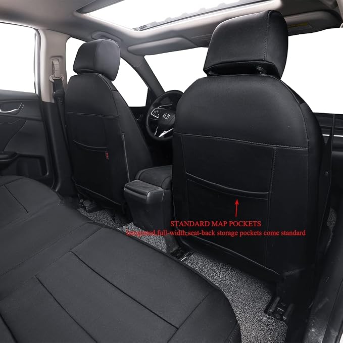 EKR Civic Seat Covers Custom Fit for Honda Civic (Sedan) 2016 2017 2018 2019 2020 2021 LX(Rear One Piece No Armrest),Waterproof Car Seat Cover Full Set,Neoprene(Black) - Image 4