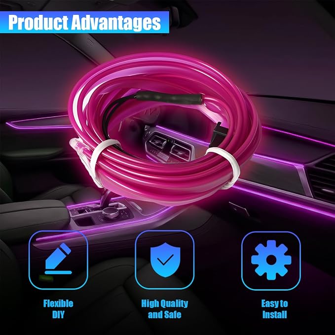 Car LED Strip Lights, 16.4FT 5V Waterproof Flexible Vehicle Ambient Lighting Kits with USB Port, Automotive Lamp Strips Decorations, Universal for SUV Automobile Truck (Purple) - Image 3