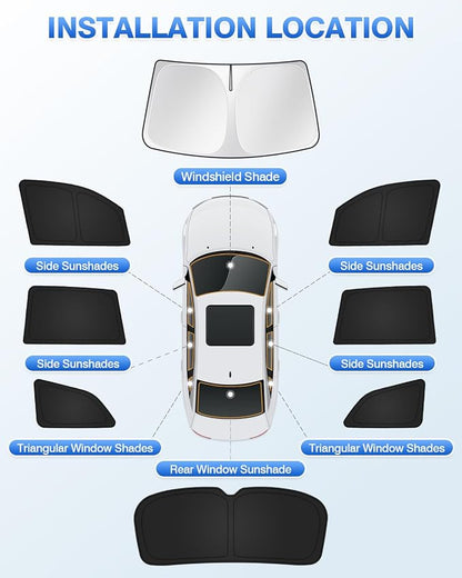 Canvcle Sunshades for Honda Pilot 2016-2022 Accessories Windshield Sun Shade Side Rear Window Shade Cover Sun Visor Shield Privacy Protection Keep Vehicle Cool Black 8PCS - Image 5