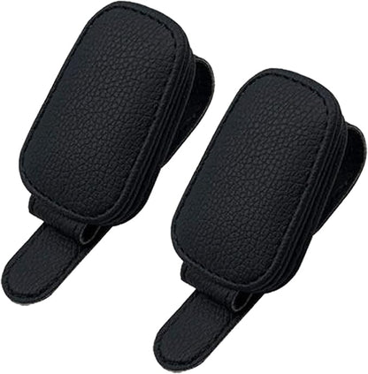 Leather Sunglasses Holder for Car Sun Visor, Eyeglass Hanger Clip Magnetic for Vehicle Sunglasses Hanging Ticket Card Clip, for Different Eyeglasses, Black, 2Pack | Eyeglass Hanger Clip, Magnetic, Ticket Card Clip, Different Eyeglasses - Image 7