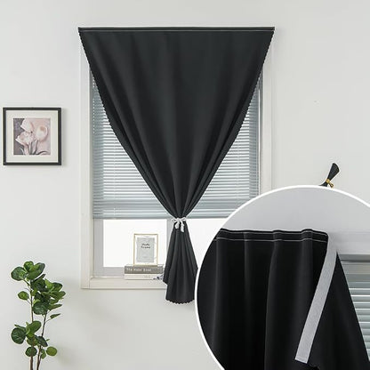 Adhesive Blackout Curtains- Self Stick Shades Window Blinds Curtains No Rod Needed Easy to Hang Curtains, Use for Bedroom, Living Room, Dining Room, Kitchen, Home Office, 59"W X 71"L, Black, 1 Panel - Image 5