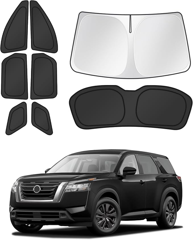 Canvcle Window Shades for 2022-2025 2026 Nissan Pathfinder Accessories Windshield Sun Shade Side Rear Window Cover Sunshade Sun Visor Shield Privacy Protection for Camping Keep Vehicle Cool Black 8PCS by Canvcle