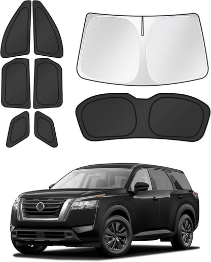 Canvcle Window Shades for 2022-2025 2026 Nissan Pathfinder Accessories Windshield Sun Shade Side Rear Window Cover Sunshade Sun Visor Shield Privacy Protection for Camping Keep Vehicle Cool Black 8PCS by Canvcle
