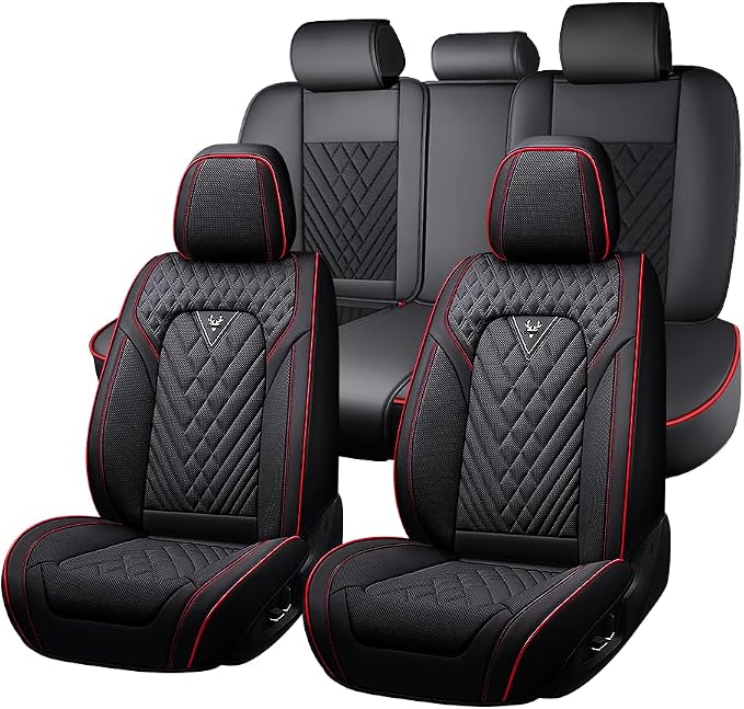 Fit for Toyota C-HR Seat Covers 2018-2022,Premium Leather, 360° Full Protection, Thick Padding & Memory Foam, Waterproof & Stain-Resistant Car Seat Cover Full Set (5 Seat,Black&Red) by Unknown