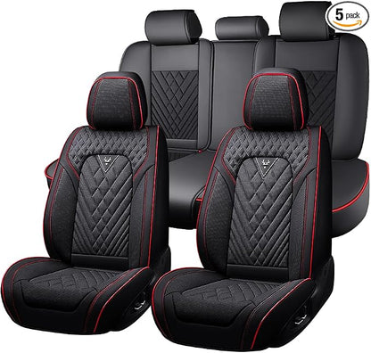 Fit for Toyota Corolla Cross Seat Covers 2022-2026,Premium Leather, 360° Full Protection, Thick Padding & Memory Foam, Waterproof & Stain-Resistant Car Seat Cover(5 Seat,Black&Red) by Unknown