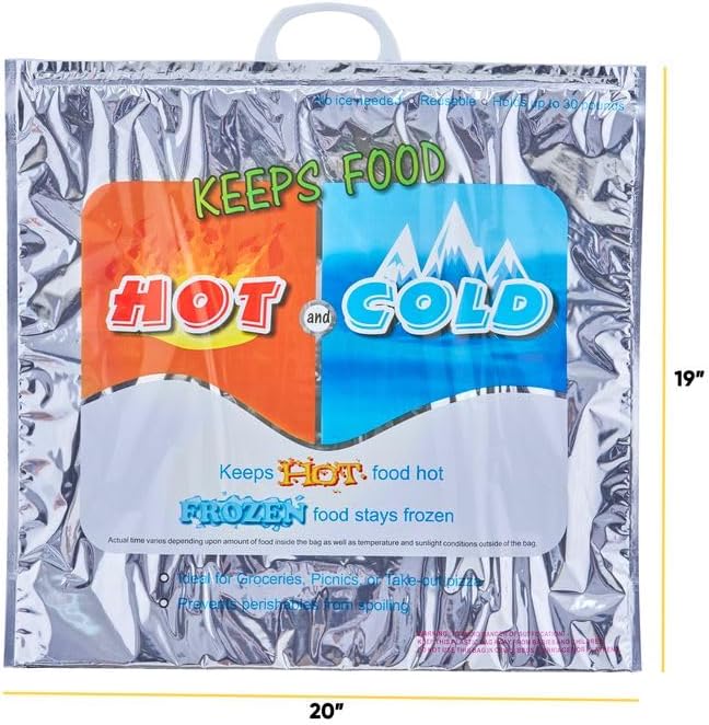 Superio Hot and Cold Insulated Bags for Food Delivery, Grocery Shopping Bags, Food Storage for Hot and Frozen Food for Travel, Disposable Cooler Bag, Reinforced Thermal Lunch Bag (24, 20" x 19") - Image 2