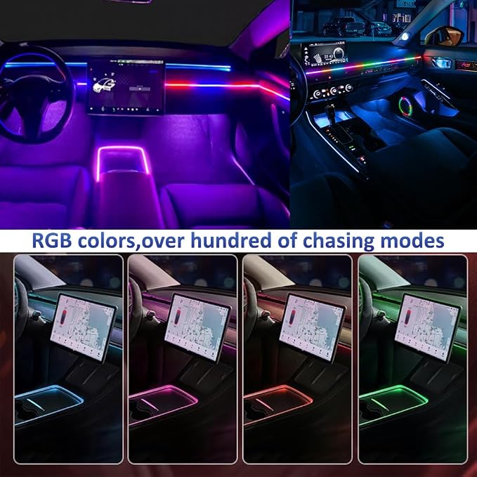 Acrylic Interior Car LED Lights with Remote and Wireless APP, Ambient Lighting Kits Fiber Optic Strip LEDs,16 Million Colors Music&DIY Function (1 in 1) - Image 4