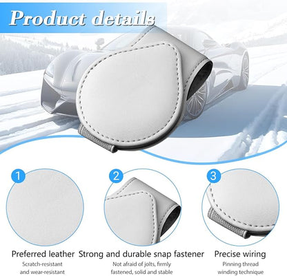 Sunglasses Holder for Car Visor, Magnetic Leather Sun Visor Eyeglasses Hanger & Ticket Card Clip, for Most Cars - Image 3