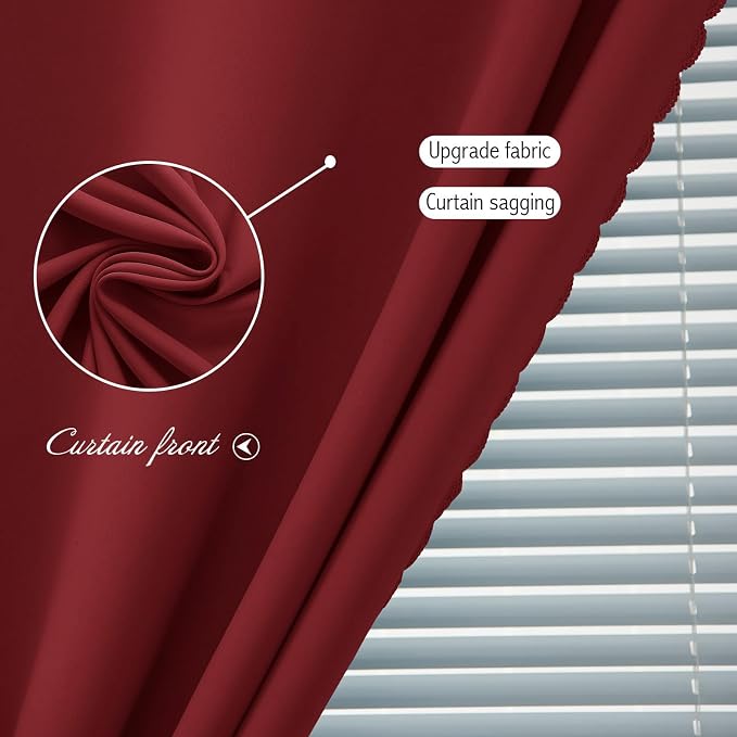 Thermal Blackout Curtains with Self-Adhesive Tape, No Rod No Drill Easy Install Window Cover for Bedroom Kitchen Dorm, 71" W x 59" L, Burgundy, 1 Panel - Image 6