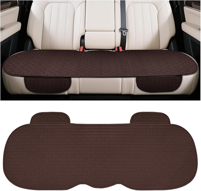 Osilly Car Back Seat Cover, Anti-Slip Long Vehicle Rear Bench Protectors with Storage Pocket, Breathable Comfortable Auto Interior Seating Bottom Protection Accessories, Universal Fit (Coffee) by Osilly