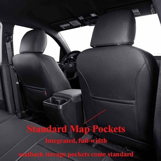 EKR Tacoma Front Seat Covers Custom Fit for Toyota Tacoma 2012 2013 2014 2015 (Regular Seats), Leather Truck Seat Cover for Car - Front Row Only,Faux Leather(Black) - Image 3