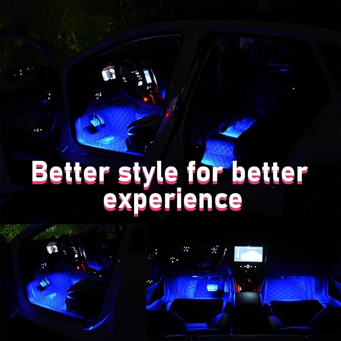 Car LED Strip Light, 24 LEDs RGB Neon Interior Atmosphere Lights, 12V Under Dash Ambient Night Light, Cigarette Lighter Auto Interior Decorative Lamp, Car Accessories (Blue) - Image 6