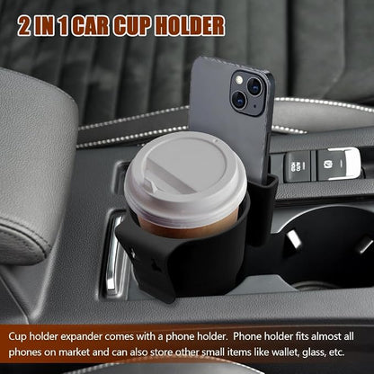 Car Cup Holder Expander, Cup Holder for Car, 2-in-1 Mobile Phone Drink Adapter, Auto Interior Accessories Multifunction Auto Seat Back and Armrest Box Storage Device for Most Vehicles (Black) - Image 3