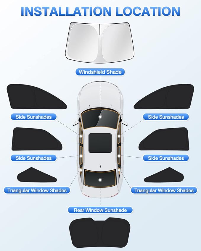 Canvcle Windshield Sun Shade for 2010-2017 Chevrolet/Chevy Equinox Accessories Side Rear Window Shade Cover Sun Visor Shield Privacy Protection Keep Vehicle Cool Black 8PCS - Image 6