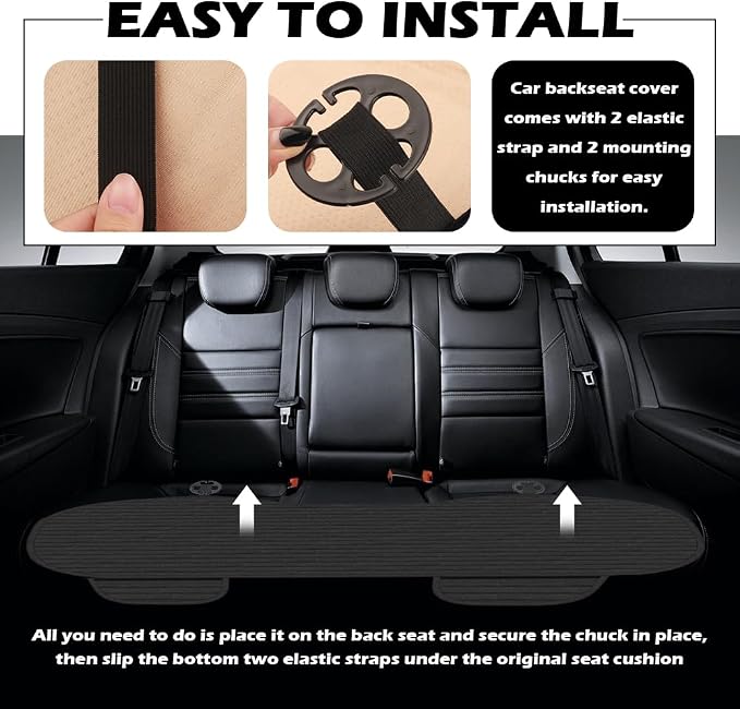 Car Back Seat Cover,Comfortable & Breathable Car Bench Seat Cover with 2 Storage Slot,Non-Slip Backseat Covers for Cars with Non-Slip Particles Cars Interior Accessories - Image 3