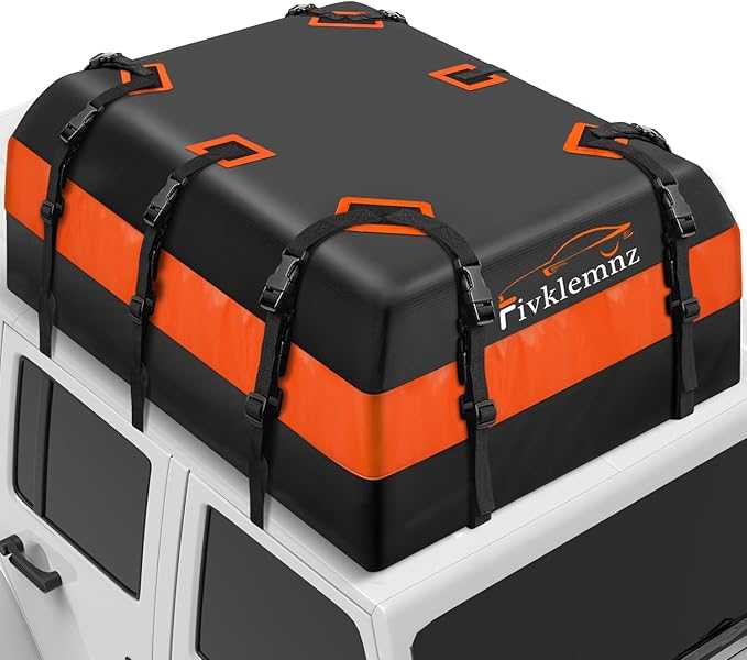 30 Cubic Rooftop Cargo Carrier Waterproof Soft Car Roof Bag | for All Top of Vehicle with/Without Rack Includes Topper Anti-Slip Mat + Reinforced Straps + 6 Door Hooks + Luggage Lock by FIVKLEMNZ