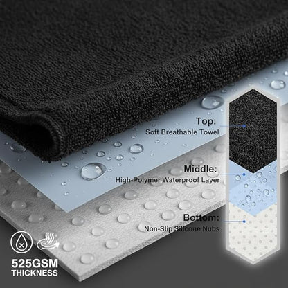 ZIMABLUE 2 Pack Waterproof Towel Car Seat Covers, 1kg Heavy Duty 3-Layer Microfiber Sweat Protector, Non-Slip Machine Washable Universal Bucket Seat Covers for Cars, SUVs, Gym, Beach, Pets, Black - Image 4