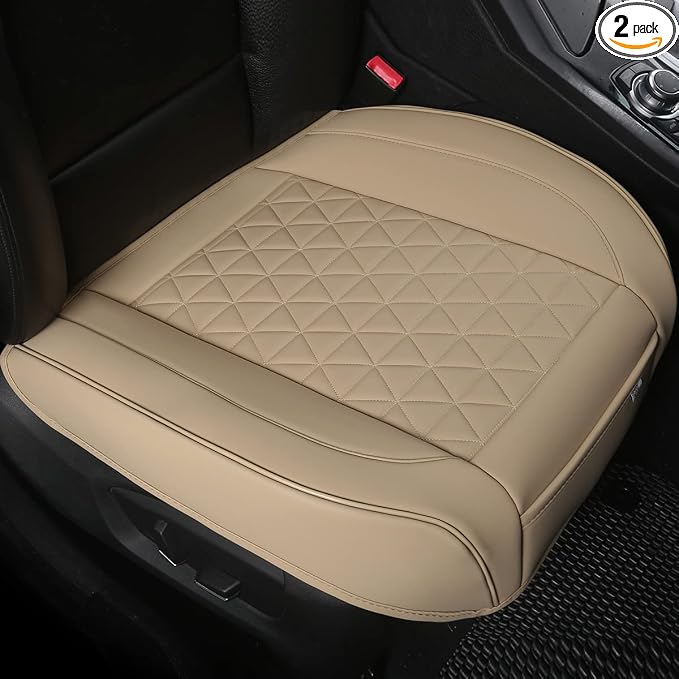 Black Panther 1 Pair Luxury Car Seat Covers Front Bottom Seat Cushion Covers, Anti-Slip and Wrap Around The Bottom, Fit 95% of Vehicles - Beige by Black+Panther