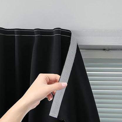 Adhesive Blackout Curtains- Self Stick Shades Window Blinds Curtains No Rod Needed Easy to Hang Curtains, Use for Bedroom, Living Room, Dining Room, Kitchen, Home Office, 35"W X 71"L, Black, 1 Panel by Sovtfides
