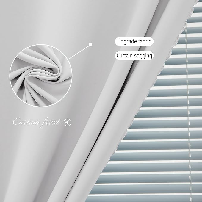 Blackout Curtains for Bedroom Sticky Curtain Blackout Window Cover Self Adhesive Curtains Rod No Drillng, 59" W X 84" L, Light Grey, 1 Panel - Image 5