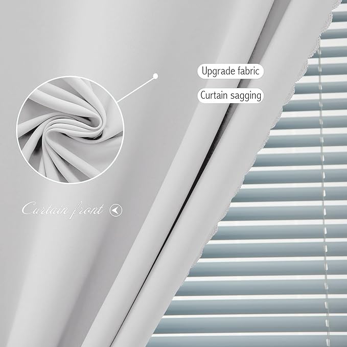 Blackout Curtains for Bedroom Sticky Curtain Blackout Window Cover Self Adhesive Curtains Rod No Drillng, 47" W X 71" L, Light Grey, 1 Panel - Image 5