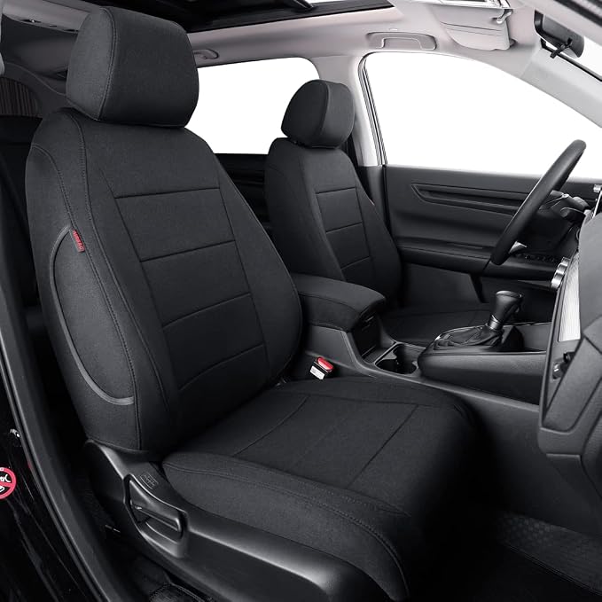 CRV Seat Covers Custom Fit for 2017-2021 2022 Honda CRV LX, EX, SE, EX-L,Touring,Hybrid,Full Coverage Polyester Car Seat Protector(Full Set,Black) by Coverdream