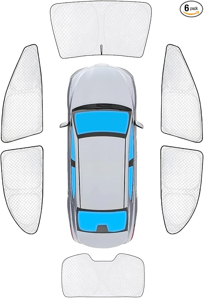 KMF 6pcs Thicken Sun Shades for Toyota Camry 2018-2024 Accessories,Full Window Car Window Covers Sunshade for Windshield Side Rear, UV Block and Blackout Privacy for Camping Outdoor by KMF