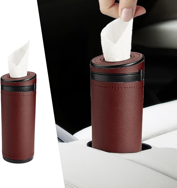 Car Tissues Holder, Multifunctional Tissue Cylinder Boxes, Car Tissues Canned, Travel Tissue Tubes, Car Box Container Fit for Car Cup Holder Home Bathroom Office (Wine Red) by Unknown