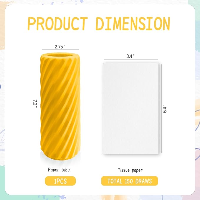 Car Tissue Holder, Refillable Round Cylinder with 3 Tissue Packs, Universal Fit for Vehicle Cup Holder, Home & Office, Car Accessories Interior (Yellow) - Image 3