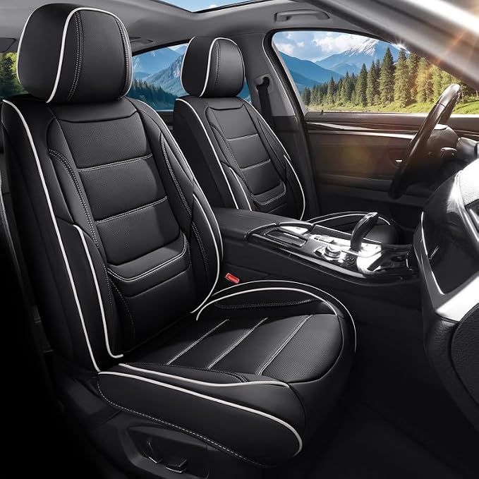 Car Seat Covers Full Set Custom Fit For Lexus RX 300 1999-2003, Black&White | Lumbar Support, Premium Faux Leather, Breathable, Anti-Slip, Airbag Compatible, Waterproof, Car Seat Protectors, 2 Row-5Seat by Unknown