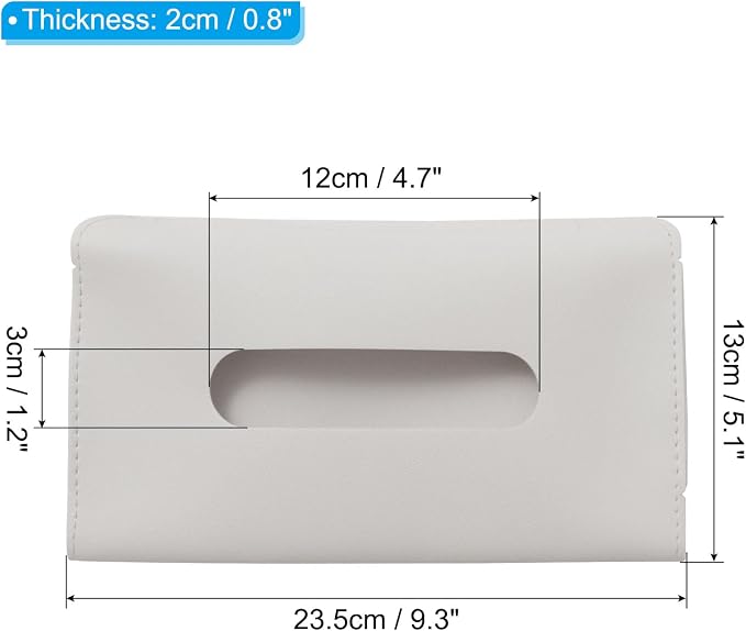 PATIKIL Car Tissue Holder, PU Leather Rectangle Napkin Paper Towel Dispenser Box Case with Elastic Strap for Car Sun Visor Seat, Beige - Image 2