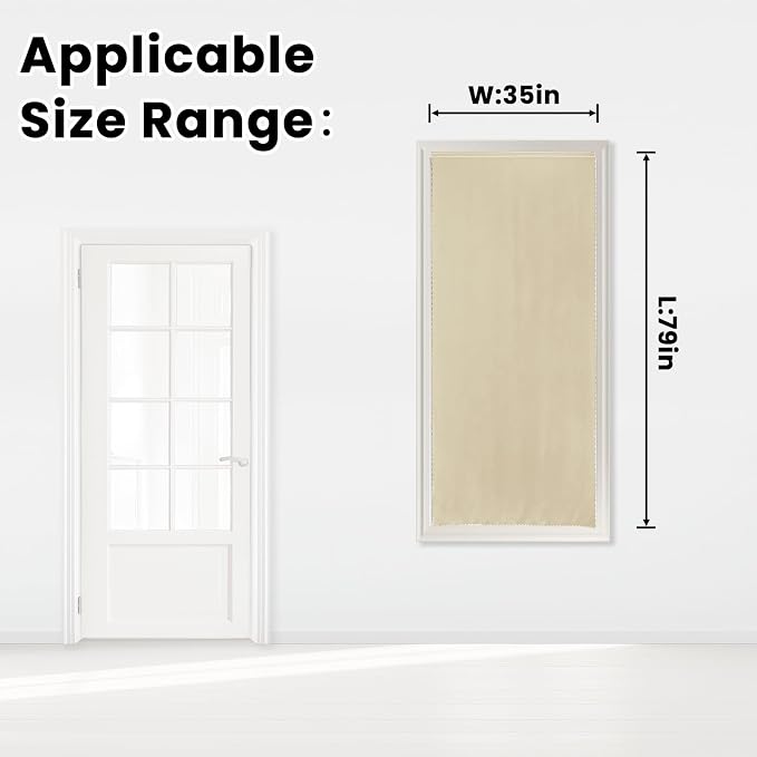 Self Adhesive Portable Blackout Curtains for Bedroom Easy to Install Window Thermal Lnsulated Kitchen Room Darkening Small Window Curtains, Cortinas Para Cuarto, 35"W X 79"L, Beige, 1 Panel - Image 7