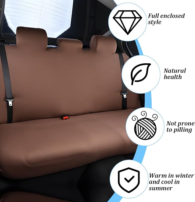 Car Back Seat Cover, Scratchproof Rear Bench Protector, Coffee | Elastic fabric surface, smooth comfortable touch, washable design, fits most cars SUVs and trucks, automotive accessories - Image 3