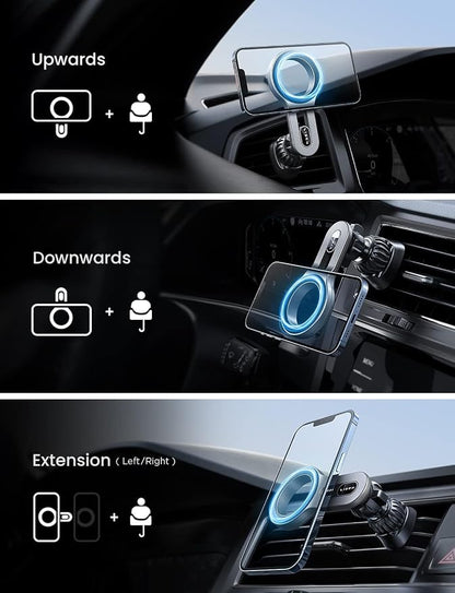 LISEN for Magsafe Car Mount, Strong Magnets Magnetic Phone Holders for Your Car, 360 Degree Adjustable Air Vent Hands Free Car Phone Holder Fit for iPhone 17-12 & All Smartphones, Silver - Image 5