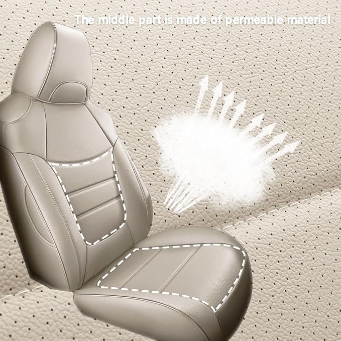 CocheFamilia Custom Fit RAV4 Hybrid Car Seat Covers for Select Toyota RAV4 Hybrid (Not for 2019-2025 Hybrid/Prime SE,XSE) 2019 2020 2021 2022 2023 2024 2025 - Full Set,Leather(Beige) - Image 4