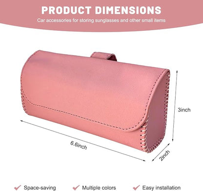 Sunglasses Holder for Car Visor, Auto Sunshade Eyeglasses Storage Case with Hidden Magnetic Closure, PU Leather Sunglass Protective Box for Most Vehicles Sun Visors (Pink) - Image 2