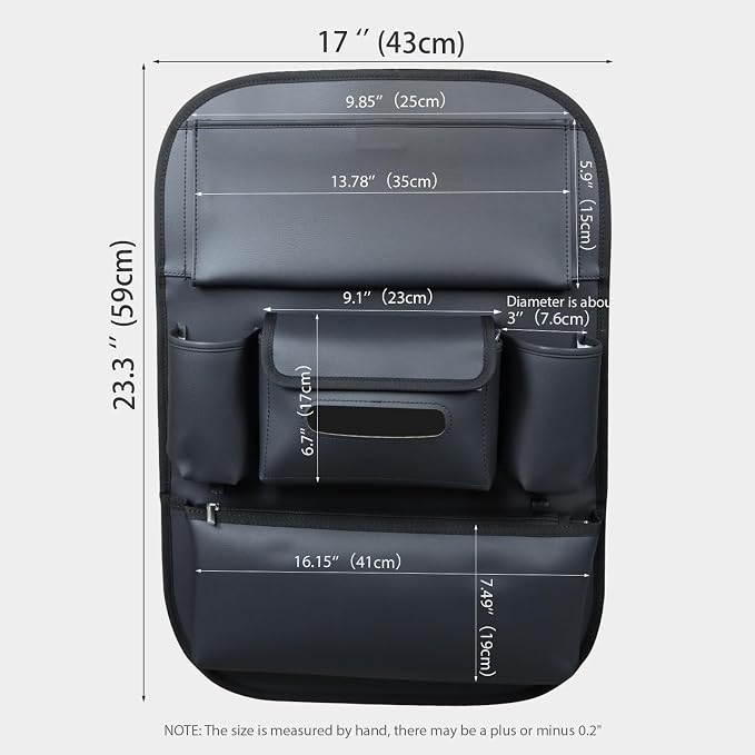 Viaviat Car Seat Organizers Waterproof Backseat Protector with Storage Pocket Large Leather Kick Mats for Kids Pets Automobile SUV Truck (Black, Large Pocket) - Image 3