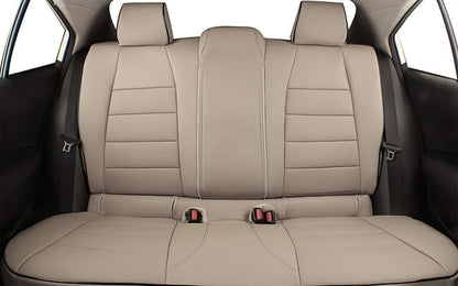 EKR Car Challenger Seat Covers 2015-2023,Leatherette Full Set | Custom Fit for Dodge Challenger 2015 2016 2017 2018 2019 2020 2021 2022 2023 -Faux Leather(Beige) - Image 5